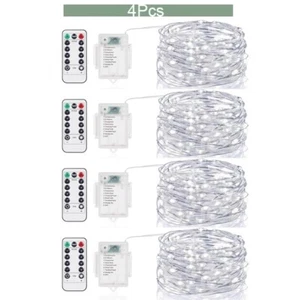 4Pcs 16.4Ft 50LEDs Fairy String Lights Battery Remote Outdoor Wedding Party - Picture 1 of 9