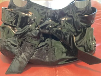 KOOBA black patent leather large handbag bow - Image 1 of 4