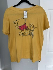New Disney Women’s Winnie The Pooh Tshirt L Yellow Graphic Print Short Sleeve  - Picture 1 of 11