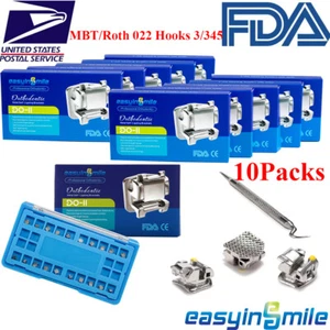 Brackets de ortodoncia dental malla metálica autoligable 022 Roth/MBT 1/10 PIEZAS - Imagen 1 de 16