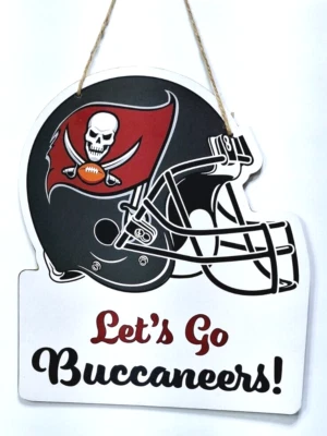 坦帕湾海盗队 NFL 匾壁挂全新带标签 Let's Go Buccaneers 木质标志 — 第 1/4 张图片