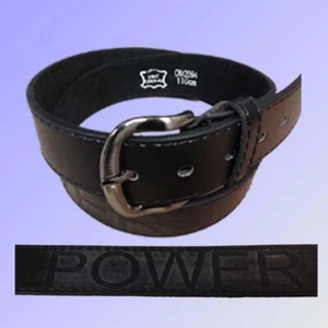 Herrn Gürtel POWER graviert Jeansgürtel Schwarz alle Gräße - Picture 1 of 2