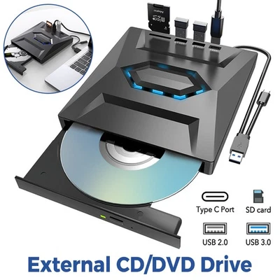 External CD DVD Drive Type C USB 3.0 Disc Player Burner Writer For Laptop PC Mac - image 1 of 4