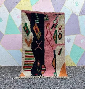 Alfombra rosa marroquí - Alfombra boujaad marroquí - Alfombra hecha a mano - Alfombra marroquí personalizada - mini - Imagen 1 de 5