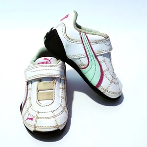 Puma KinderFit Kleinkind Gr. 4 weiß Lederimitat Schnürschuhe Sneaker rosa neuwertig Schuhe - Bild 1 von 14