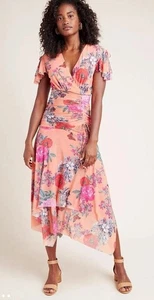 Vestido Anthropologie Maeve Simone Floral Cuello en V Midi Pañuelo Dobladillo Talla M - Imagen 1 de 24
