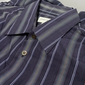 John W. Nordstrom Purple Stripe Button Up Shirt Mens Sz L Convertible Cuff - Picture 1 of 8