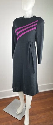 Vestido recto tejido vintage años 70 Midi Jone Lesue de Kasper talla 8 hecho en unión (¿acrílico?) Foto 1 de 4