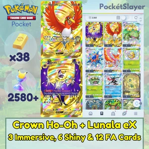 Pokemon TCG (Trading Card Game) Pocket 2 Crown Ho-Oh + Lunala 2580+ Pack HG - Picture 1 of 15