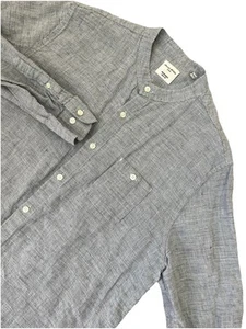 Murano Baird McNutt Shirt Mens XL Black White 100% Linen Check Button Slim Fit - Picture 1 of 7