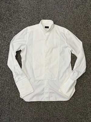 Camicia smoking uomo Ermenegildo Zegna sera cena bavaglino davanti bianco 40 15 3/4 - Immagine 1 di 4