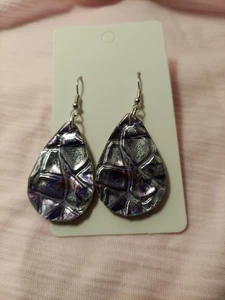 Women Earrings Set Handmade Beautiful Black & Gray Silver Hues 3", - Picture 1 of 3