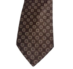 Herren 100% Seide Krawatte - Murano Italia Geometrisch Braun Made in USA Krawatte Karriere - Bild 1 von 7