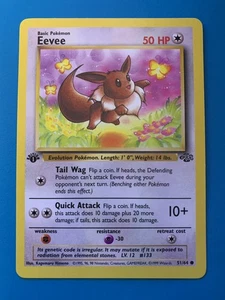 1ª Edición Eevee 51/64 Jungle Set Raro De Colección 1999 Tarjeta Pokémon - Casi Nuevo - Imagen 1 de 2
