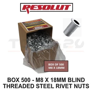 RESOLUT 500er Box - M8 x 18 mm Blindgewinde Stahl Nietmuttern 9268 - Bild 1 von 3