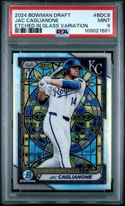 2024 BOWMAN DRAFT CHROME ETCHED IN GLASS REFRACTOR PSA 9 JAC CAGLIANONE SSP 1st - Picture 1 of 1