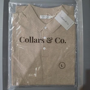 Collars & Co Toscano Cotton And Linen Polo Salmon Size Large Tan - Picture 1 of 2