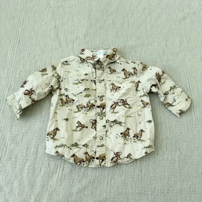 Janie and Jack Caballo Vaquero Estampado Cuello Abotonado - 3 a 6 Meses Foto 1 de 4