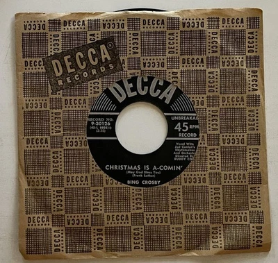 Bing Crosby I Heard The Bells On Christmas Day / Xmas Is A-Comin' 45 Decca vg++ - Image 1 of 2
