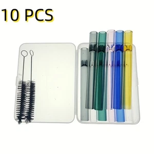 10 PCS Glass Cigarette Tobacco Smoking Pipe 100MM Herb Smoke Pipes Accessories - Bild 1 von 13