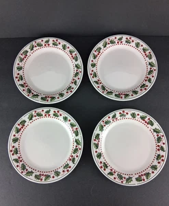 Oneida Winter Wonderland Christmas Holly 'N Berries 7" piatti insalata set 4 pezzi - Foto 1 di 7
