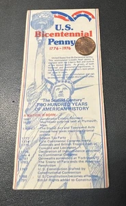 Centavo 1976 bicentenario 1975 d estampado con tarjeta de historia americana - Imagen 1 de 4