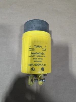 Hubbell HBL26419 60A 600V 3 Pole 4 Wire Power Plug - (works W/ Hbl26418) - Image 1 of 3
