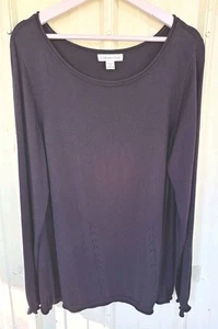 Maglione donna Coldwater Creek 2X nero seta/cotone manica lunga girocollo - Foto 1 di 10