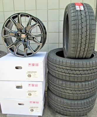 22" Cadillac Escalade Factory Style Black Milled Wheels 199M Tires 2854522 Set 4 - Image 1 of 4