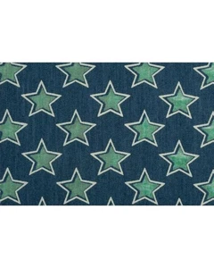 Tessuto Jeans Cotone Leggero Stampa Stella Verde Alto 140 Cm 130AJ - Imagen 1 de 1