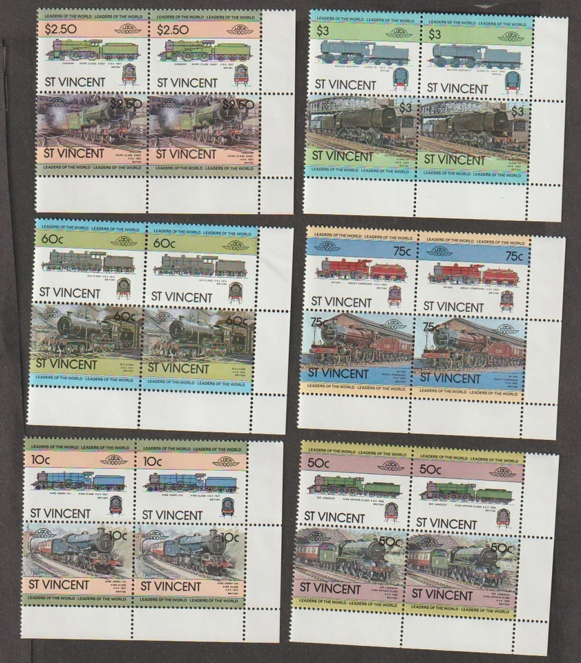 St. Vincent Locomotive stamps Blocks of 4 x6 - Image 1 of 1