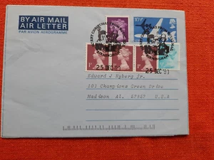 Aerogramme Luftpost Brief nach USA Frohe Weihnachten von Royal Mail Cancel 1999 - Bild 1 von 3