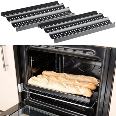2er-Set Baguette-Backbleche aus Carbonstahl, Anti-Haft-beschichtet - Bild 1 von 4