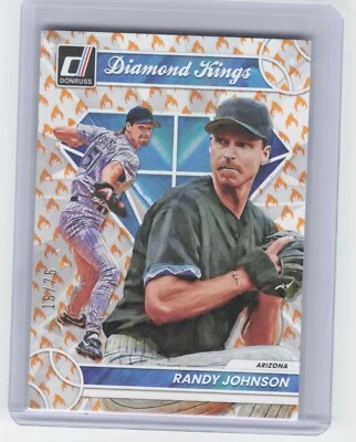 2023 Panini Donruss Randy Johnson #11 Diamond Kings Fire Parallel /75 - Image 1 of 2