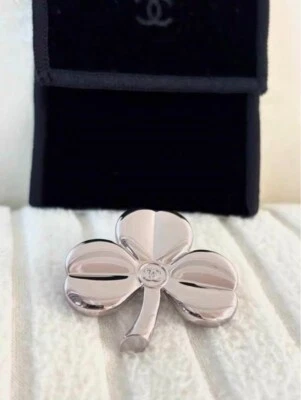 Chanel Clover Silver Metal Brooch Pin - Various Choices - Image 1 of 4