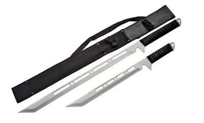 Juego de espada ninja 2 piezas hoja espiga completa cable mango envuelto Foto 1 de 3