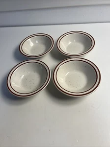 Lot Of 4 Restaurant Ware Dip Condiment Bowls Brown Double Rim Speckled 4.5” - Picture 1 of 7