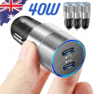 Fast Car Charger 2 Port PD Car Charging Type C Adapter For iPhone 14 13 12 X Pro - Picture 1 of 15