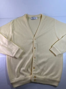 Vintage Classics by Palmland Acrylic Cardigan Sweater Yellow Mens XL  EUC - Picture 1 of 8
