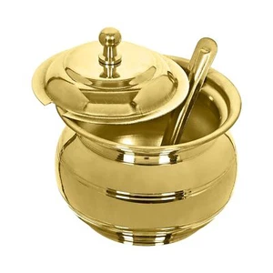 Golden Antique Brass Multipurpose Ghee/Pickle Container Spoon 400 ml - Picture 1 of 7