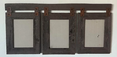 Marco de fotos 4x6 multi collage rústico granero madera envejecida desgastada Foto 1 de 4