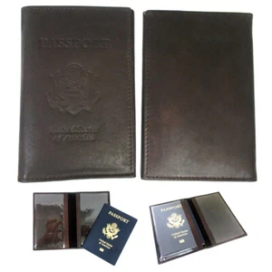 Brown USA Passport Cover Travel Id Wallet Case Protector Organizer - Picture 1 of 1