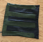 Genuine Leather  Pillow Case Navy Green Color Block Patched 16X15