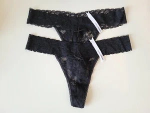 NWT! Express Intimates Favorite Fit Black Lace Thong, One Size, 2 pairs - Picture 1 of 6