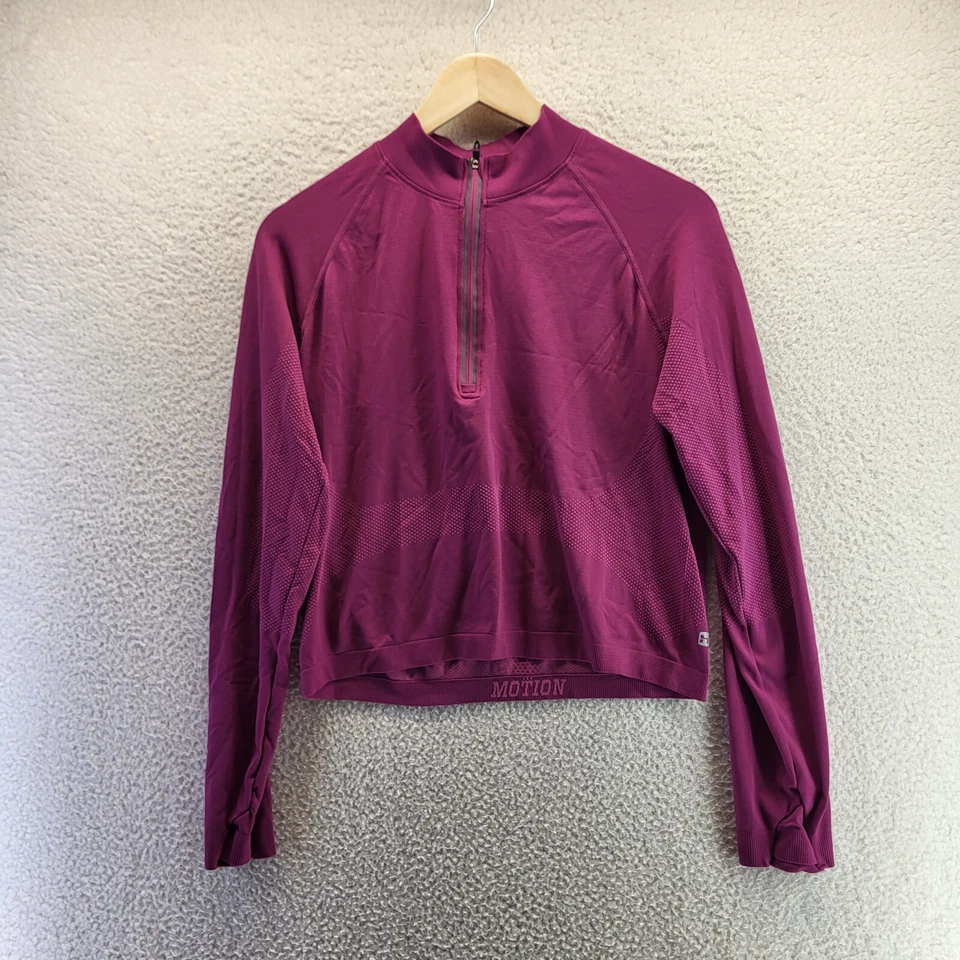 Задняя рубашка женщин большой фиолетовый 1/4 молнии пуловер работает велосипед Топ движения - Изображение 1 из 4