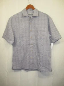 NWT Batik Bay Black & White Plaid Print Short Sleeve Button Front Shirt - Picture 1 of 5