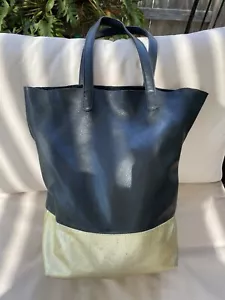 BAGGU Women’s Gold & Black Leather Tote Large Shoulder Bag Purse Tote - Picture 1 of 16
