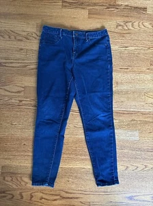 MOSSIMO WOMEN'S HIGH RISE SKINNY JEANS, POWER STRETCH DARK BLUE 12/31 R EUC - Picture 1 of 4