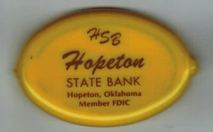Vintage Hopeton State Bank Oklahoma Coin Purse Advertising 1970s Yellow Exc Cond - Picture 1 of 2
