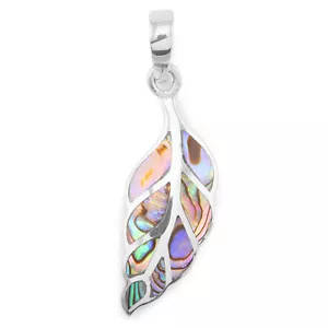 Blatt Anhänger 925 Silber - Frauen Damen Abalone Muschel Kettenanhänger Schmuck - Bild 1 von 5